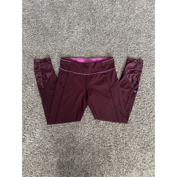 Lululemon Pace Oueen
Tight-Bordeaux Drama Workout Athletic 
Leggings Maroon 6 - Picture 2 of 9